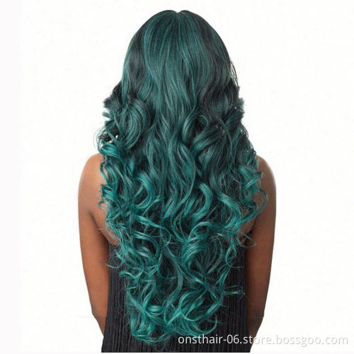 MYZYR24 inch synthetic fiber machinery manufacturing packaging heat-resistant high-quality cheap artificial wig dream green hair